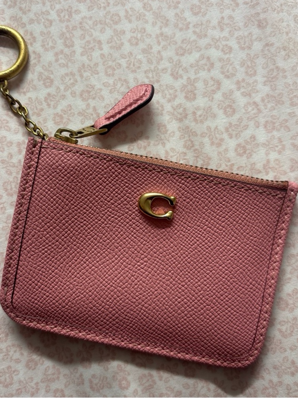 Coach Pink Card holder with keychain